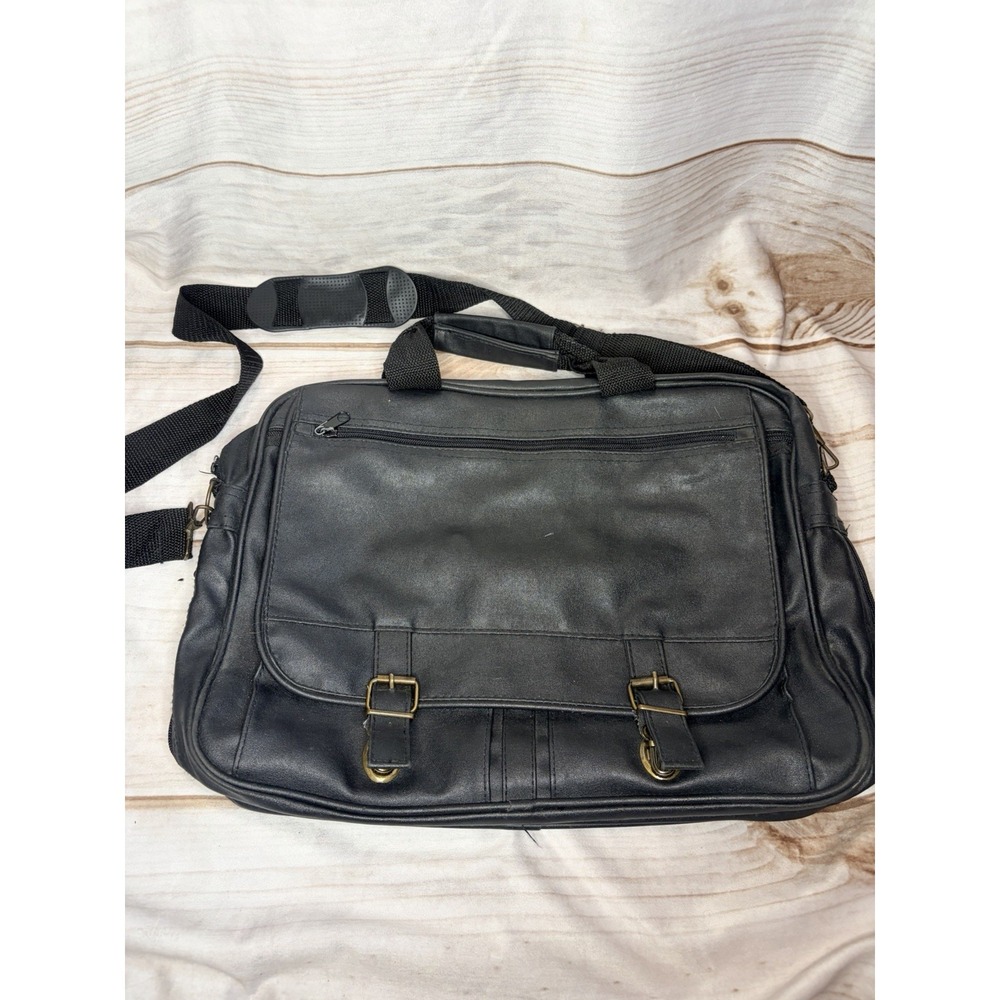 Wilson's Leather Laptop Bag Briefcase Soft Black Shoulder Strap Business Casual‎